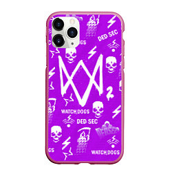 Чехол iPhone 11 Pro матовый Watch Dogs 2: Violet Pattern, цвет: 3D-малиновый