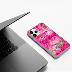 Чехол iPhone 11 Pro матовый Black Pink: Abstract Flowers, цвет: 3D-сиреневый — фото 2