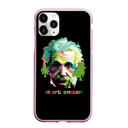 Чехол iPhone 11 Pro матовый Albert Einstein, цвет: 3D-розовый