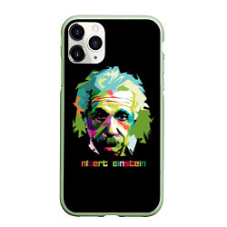 Чехол iPhone 11 Pro матовый Albert Einstein, цвет: 3D-салатовый