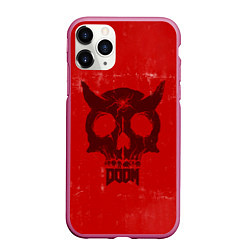 Чехол iPhone 11 Pro матовый DOOM: Devil Skull, цвет: 3D-малиновый