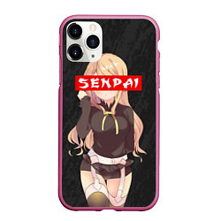 Чехол iPhone 11 Pro матовый Senpai Baby, цвет: 3D-малиновый