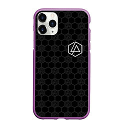 Чехол iPhone 11 Pro матовый Linkin Park: Black Carbon, цвет: 3D-фиолетовый