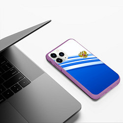 Чехол iPhone 11 Pro матовый Россия: голубая волна, цвет: 3D-фиолетовый — фото 2