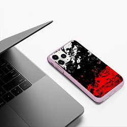Чехол iPhone 11 Pro матовый Брызги красок, цвет: 3D-розовый — фото 2