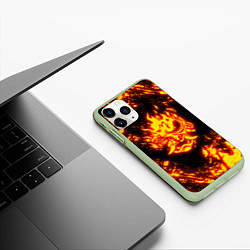 Чехол iPhone 11 Pro матовый Cyberpunk 2077: FIRE SAMURAI, цвет: 3D-салатовый — фото 2