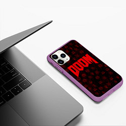 Чехол iPhone 11 Pro матовый DOOM: Hellish signs, цвет: 3D-фиолетовый — фото 2