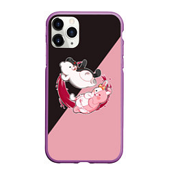 Чехол iPhone 11 Pro матовый MONOKUMA X MONOMI, цвет: 3D-фиолетовый