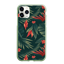 Чехол iPhone 11 Pro матовый Зеленые тропики, цвет: 3D-салатовый