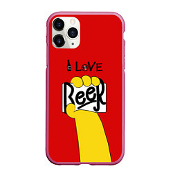 Чехол iPhone 11 Pro матовый Homer: I love Beer, цвет: 3D-малиновый