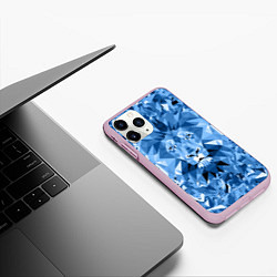 Чехол iPhone 11 Pro матовый Сине-бело-голубой лев, цвет: 3D-розовый — фото 2
