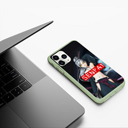 Чехол iPhone 11 Pro матовый Senpai Goddess, цвет: 3D-салатовый — фото 2