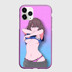 Чехол iPhone 11 Pro матовый Ahegao Girl, цвет: 3D-фиолетовый