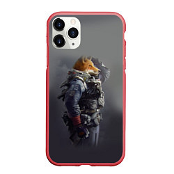 Чехол iPhone 11 Pro матовый Лис-солдат, цвет: 3D-красный