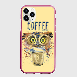 Чехол iPhone 11 Pro матовый Owls like coffee, цвет: 3D-малиновый