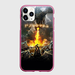 Чехол iPhone 11 Pro матовый TES: Dragon Flame, цвет: 3D-малиновый