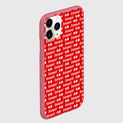Чехол iPhone 11 Pro матовый Senpai Pattern, цвет: 3D-малиновый — фото 2