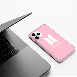 Чехол iPhone 11 Pro матовый BTS: Pink Grid, цвет: 3D-розовый — фото 2