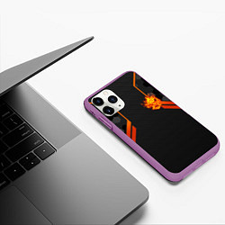 Чехол iPhone 11 Pro матовый Cyberpunk 2077: Samurai Flame, цвет: 3D-фиолетовый — фото 2