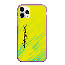 Чехол iPhone 11 Pro матовый Cyberpunk 2077: Yellow, цвет: 3D-фиолетовый
