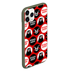 Чехол iPhone 11 Pro матовый Kumamon Pattern, цвет: 3D-темно-зеленый — фото 2