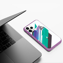 Чехол iPhone 11 Pro матовый Linkin Park: Green Geometry, цвет: 3D-фиолетовый — фото 2