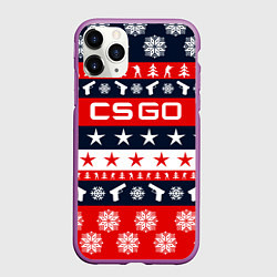 Чехол iPhone 11 Pro матовый CS:GO New Year, цвет: 3D-фиолетовый