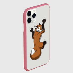Чехол iPhone 11 Pro матовый Лис вцепился, цвет: 3D-малиновый — фото 2