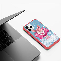 Чехол iPhone 11 Pro матовый Свинка в розовом, цвет: 3D-красный — фото 2