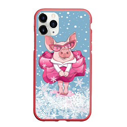 Чехол iPhone 11 Pro матовый Свинка в розовом, цвет: 3D-красный