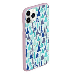 Чехол iPhone 11 Pro матовый Зимний лес, цвет: 3D-розовый — фото 2