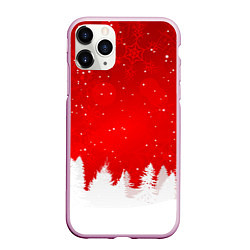 Чехол iPhone 11 Pro матовый Christmas pattern, цвет: 3D-розовый