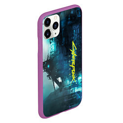 Чехол iPhone 11 Pro матовый Cyberpunk 2077: Techno, цвет: 3D-фиолетовый — фото 2