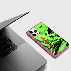 Чехол iPhone 11 Pro матовый Cyberpunk 2077: Green Breaks, цвет: 3D-малиновый — фото 2