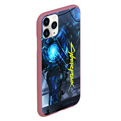 Чехол iPhone 11 Pro матовый Cyberpunk 2077, цвет: 3D-малиновый — фото 2