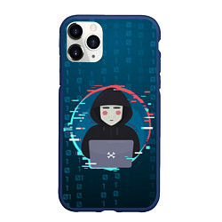 Чехол iPhone 11 Pro матовый Anonymous hacker, цвет: 3D-тёмно-синий