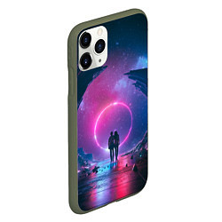 Чехол iPhone 11 Pro матовый Любовь в космосе, цвет: 3D-темно-зеленый — фото 2