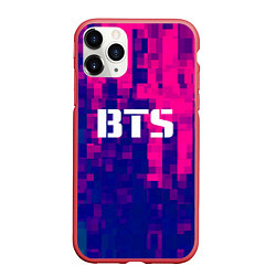 Чехол iPhone 11 Pro матовый BTS: Blue & Pink Neon, цвет: 3D-красный