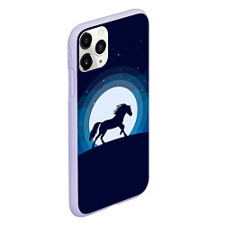 Чехол iPhone 11 Pro матовый Лошадь под луной, цвет: 3D-светло-сиреневый — фото 2