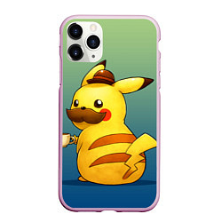 Чехол iPhone 11 Pro матовый Детектив Пикачу, цвет: 3D-розовый
