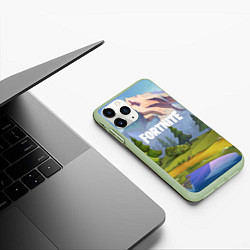 Чехол iPhone 11 Pro матовый Fortnite: Forest View, цвет: 3D-салатовый — фото 2