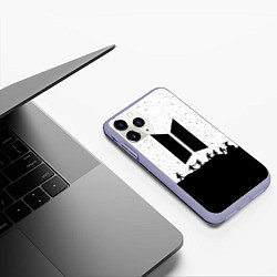 Чехол iPhone 11 Pro матовый BTS: Black Stars, цвет: 3D-светло-сиреневый — фото 2