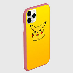 Чехол iPhone 11 Pro матовый Удивленный Пикачу, цвет: 3D-малиновый — фото 2