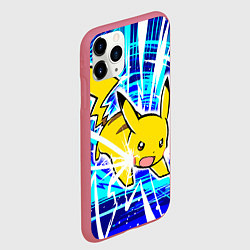 Чехол iPhone 11 Pro матовый Пикачу бежит с молниями, цвет: 3D-малиновый — фото 2