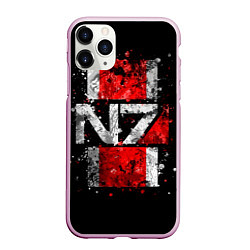 Чехол iPhone 11 Pro матовый Mass Effect N7, цвет: 3D-розовый