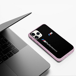 Чехол iPhone 11 Pro матовый BMW M PERFORMANCE CARBON КАРБОН, цвет: 3D-розовый — фото 2