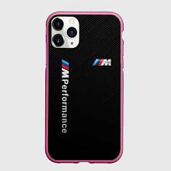 Чехол iPhone 11 Pro матовый BMW M PERFORMANCE CARBON КАРБОН, цвет: 3D-малиновый
