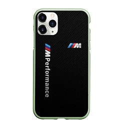 Чехол iPhone 11 Pro матовый BMW M PERFORMANCE CARBON КАРБОН, цвет: 3D-салатовый