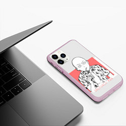 Чехол iPhone 11 Pro матовый Saitama: One-Punch Man, цвет: 3D-розовый — фото 2