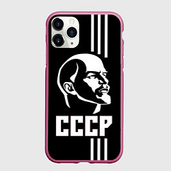 Чехол iPhone 11 Pro матовый СССР Ленин, цвет: 3D-малиновый